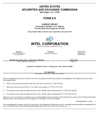 INTEL CORPORATION (Exact Name of Registrant As Specified in Its Charter)