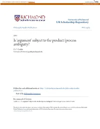 Is 'Argument' Subject to the Product/Process Ambiguity?