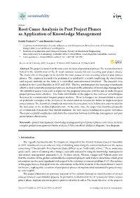 Root Cause Analysis in Post Project Phases As Application of Knowledge Management