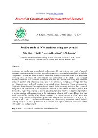 Stability Study of O/W Emulsions Using Zeta Potential