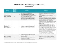 COVID-19 Airline Ticket Management Scenarios Revised May 2020
