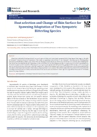 Host Selection and Change of Skin Surface for Spawning Adaptation of Two Sympatric Bitterling Species
