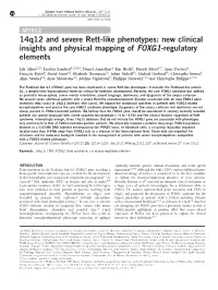 New Clinical Insights and Physical Mapping of FOXG1-Regulatory Elements