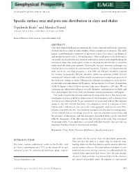 Specific Surface Area and Pore-Size Distribution in Clays and Shales Utpalendu Kuila ∗ and Manika Prasad Colorado School of Mines, 1500 Illinois St