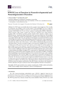 WWOX Loss of Function in Neurodevelopmental and Neurodegenerative Disorders