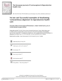 Yes We Can! Successful Examples of Disallowing ‘Conscientious Objection’ in Reproductive Health Care
