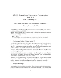 15-122: Principles of Imperative Computation, Fall 2014 Lab 11: Strings in C