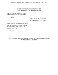 ACLUM's Reply to the Government's Opposition & Motion for Summary