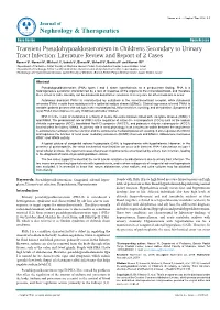 Transient Pseudohypoaldosteronism in Childrens Secondary to Urinary