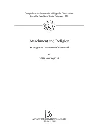 Attachment and Religion: an Integrative Developmental Framework