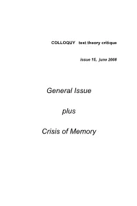 General Issue Plus Crisis of Memory