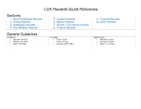 LOX Hazards Quick Reference
