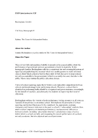 Performance Reporting and Public Accountability