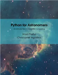 Python for Astronomers an Introduction to Scientiﬁc Computing