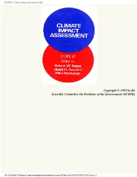 SCOPE 27 - Climate Impact Assessment, Index