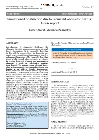 Small Bowel Obstruction Due to Recurrent Obturator Hernia: a Case Report