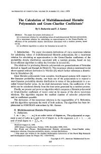 The Calculation of Multidimensional Hermite Polynomials and Gram-Charlier Coefficients*