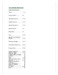 2001 Nursery Price List