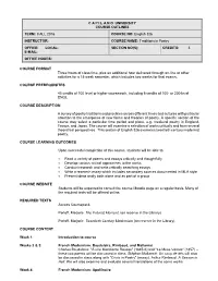 C a P I L a N O UNIVERSITY COURSE OUTLINES TERM: FALL 2016 COURSE NO: English 326 INSTRUCTOR: COURSE NAME: Traditions in Poetry