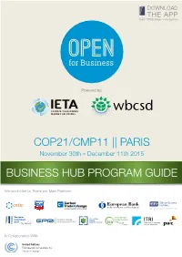 Cop21/Cmp11 || Paris Business Hub Program Guide