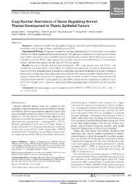 Copy Number Aberrations of Genes Regulating Normal Thymus Development in Thymic Epithelial Tumors