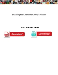 Equal Rights Amendment Why It Matters