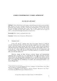 Ethics and Robotics. a First Approach1