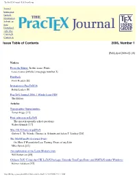 Issue Table of Contents 2006, Number 1