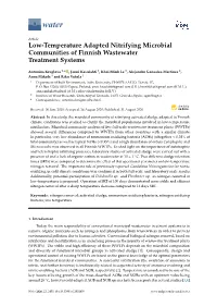 Low-Temperature Adapted Nitrifying Microbial Communities of Finnish Wastewater Treatment Systems