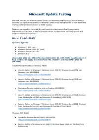 Microsoft Update Testing