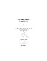 Probabilistic Semantics for Modal Logic