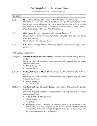 Christopher J. S. Endrinal Cjsendrinal@Gmail.Com / Cendrinal@Fgcu.Edu