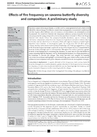 Effects of Fire Frequency on Savanna Butterfly Diversity and Composition: a Preliminary Study