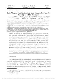 Late Miocene Fossil Calibration from Yunnan Province for the Striped Rabbit Nesolagus Lawrence J