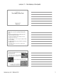 Lecture 11 - the History of the Earth