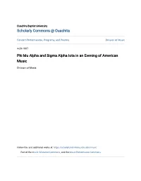 Phi Mu Alpha and Sigma Alpha Iota in an Evening of American Music