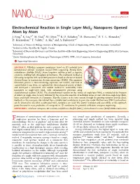 Electrochemical Reaction in Single Layer Mos2: Nanopores Opened Atom by Atom † † † † ‡ † § ∥ J