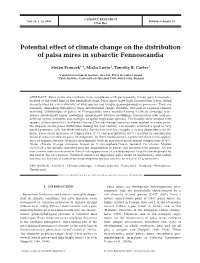 Potential Effect of Climate Change on the Distribution of Palsa Mires in Subarctic Fennoscandia