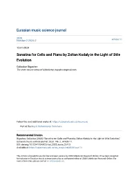 Sonatina for Cello and Piano by Zoltan Kodaly in the Light of Stile Evolution