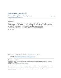 Womyn of Color Leadership: Utilizing Differential Consciousness to Navigate Workspaces Heather C
