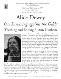 Alice Dewey on Surviving Against the Odds: Teaching and Editing S