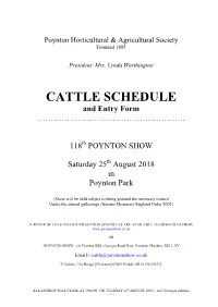 CATTLE SCHEDULE and Entry Form ………………………………………………