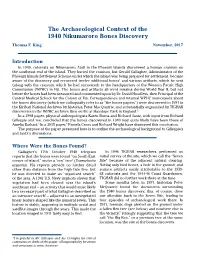 The Archaeological Context of the 1940 Nikumaroro Bones Discovery