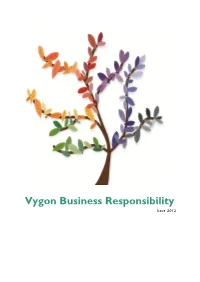 Vygon Business Responsibility Issue 2012 C ONTENT of the VYGON CSR REPORT