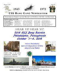 2018 USS Bang Reunion Philadelphia, Pennsylvania October `1—4, 2018