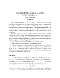 Discrete Differential Geometry MA5210 Reading Report 2 Ang Yan Sheng A0144836Y