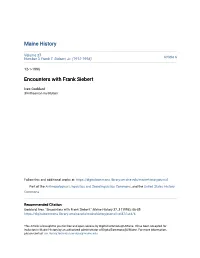 Encounters with Frank Siebert