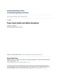 Proper Names, Beliefs, and Definite Descriptions