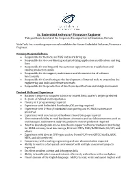 Sr. Embedded Software/ Firmware Engineer This Position Is Located at the Corporate Headquarters in Henderson, Nevada