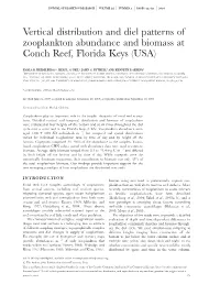 Vertical Distribution and Diel Patterns of Zooplankton Abundance and Biomass at Conch Reef, Florida Keys (USA)